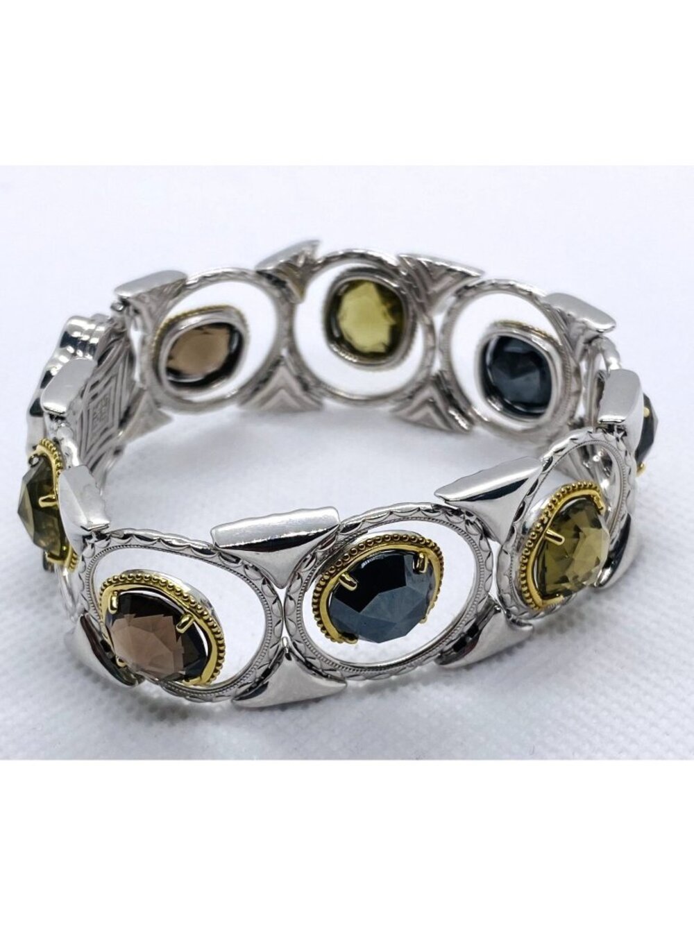Tacori Sterling Silver 925 and 18K 750 Color Stones Bracelet 6.75"